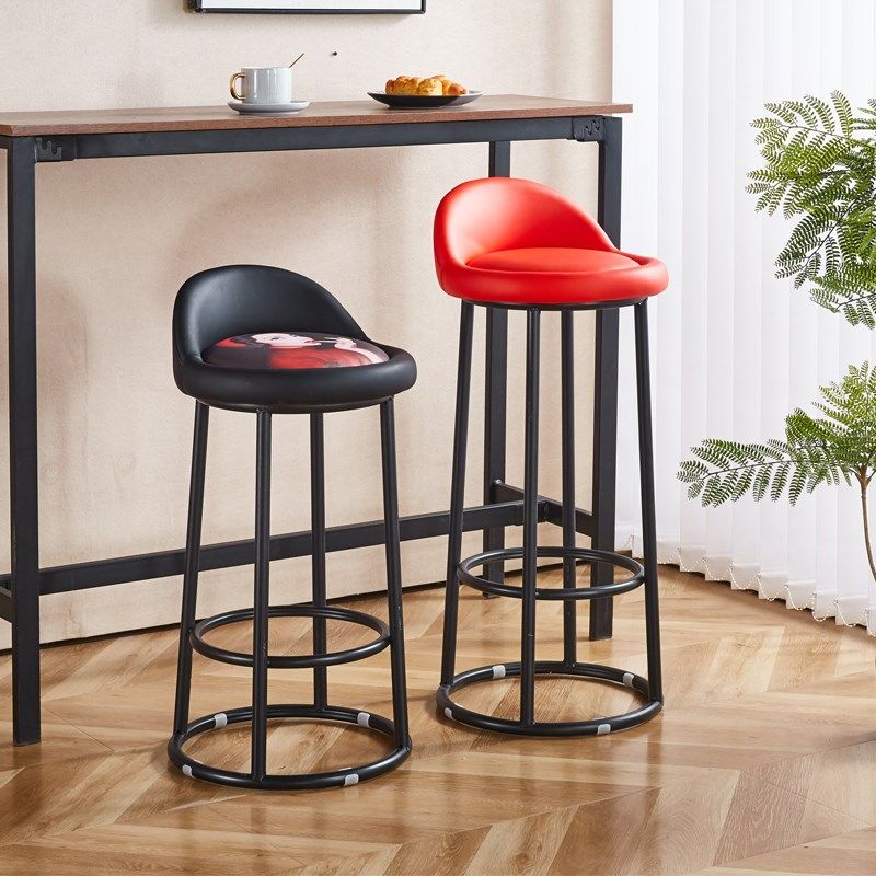 吧台高脚椅椅现代简约靠背高脚凳吧台凳铁艺圆凳吧凳酒吧椅高凳子