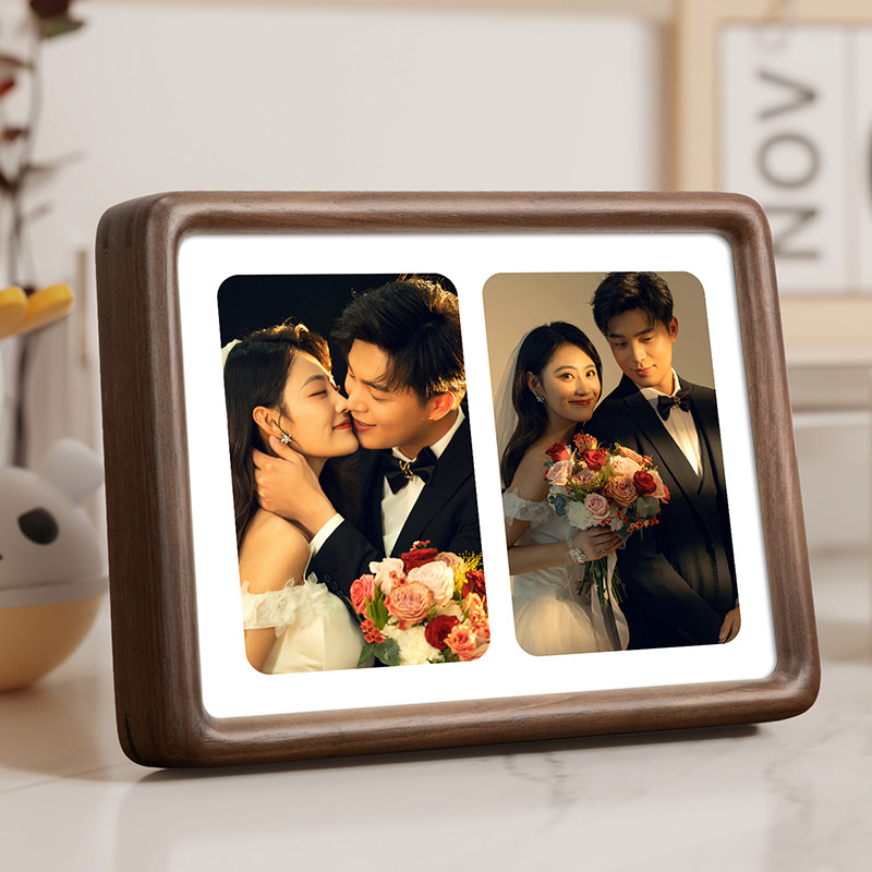 胡桃木榫卯实木相框定制洗照片做成摆台加打印婚纱照全家福相片