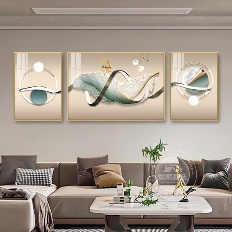 客厅装饰画沙发背景墙挂画山水画室内客厅挂画大白墙高级感墙壁画