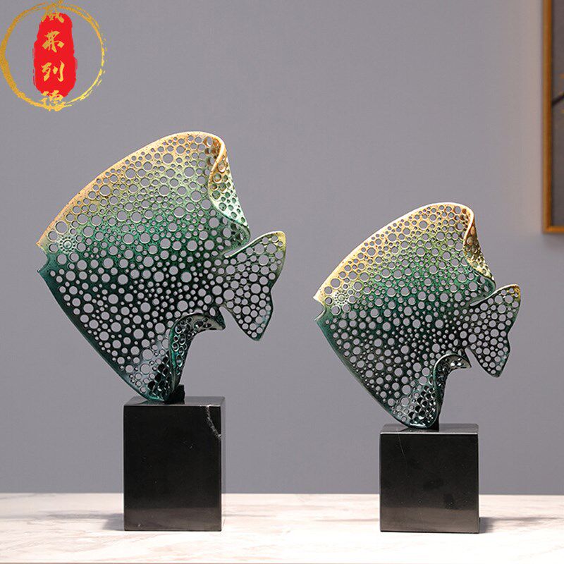 威弗列德客厅金属工艺品电视柜玄关酒柜装饰品乔迁年年有余鱼摆件