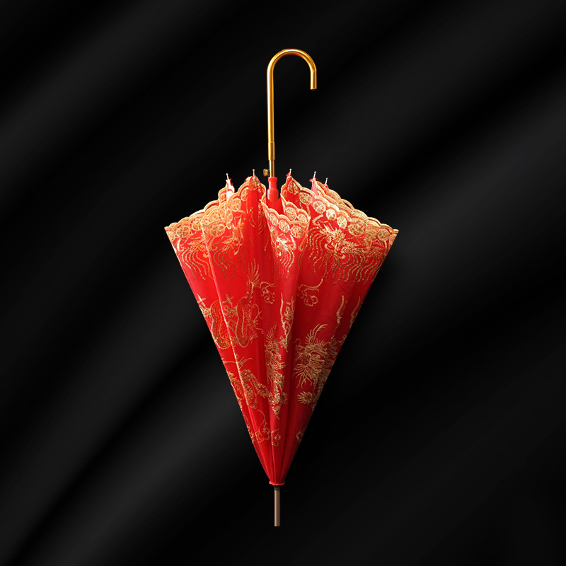 高档结婚红伞婚伞新娘伞红色婚庆用的大红伞中式婚礼红雨伞出嫁伞