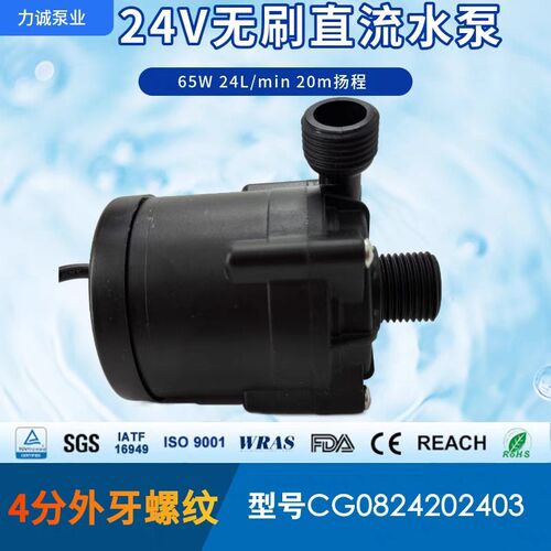 力诚CG0824202403直流65W无刷4分螺纹冷水机DC24V扬程20M增压水泵