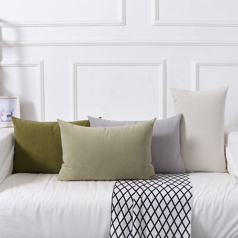 大腰枕纯色雪尼尔客厅沙发抱枕头床上靠垫卧室靠枕长方形护腰枕背
