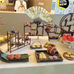 中秋中式甜品台摆件摆台茶歇订婚宴摆台糕点托盘展示架