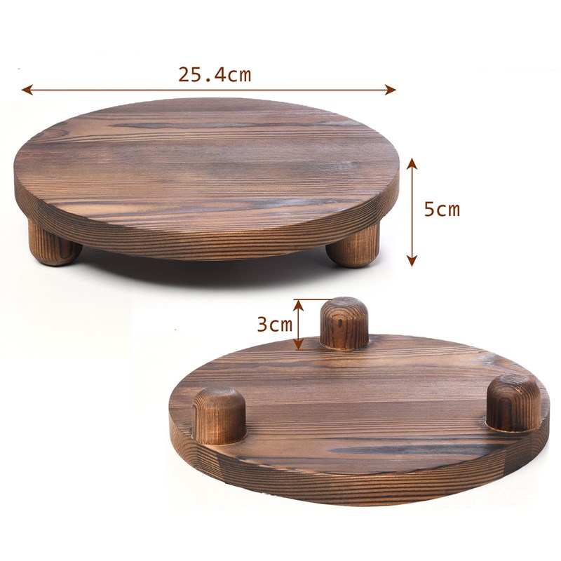 地面增高5cm桌面圆形花盆底座木质植物凳室内香薰蜡烛摆件展示架