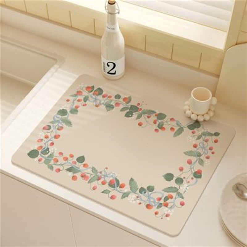 法式文艺奶油草莓台面皮革吸水垫咖啡机吧台里水电水杯碗盘干燥垫,居家布艺,餐垫,淘宝优惠券,粉丝福利购,淘宝优惠卷