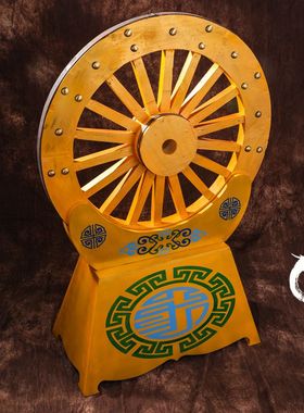 蒙古族特色勒勒车轱辘仿古实木木质车轮铆钉传统牛车轱辘木车轮