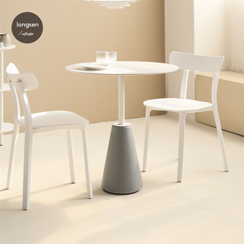 餐桌家用现代简约工业风小户型圆形桌岩板咖啡桌奶茶店洽谈小圆桌