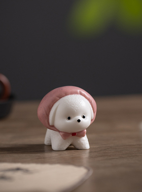 陶瓷可爱呆萌小狗摆件创意家居桌面小摆设微景观花盆造景装饰配件