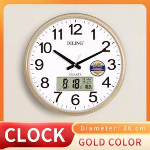 直径3卧款6c小号日m历客厅室走廊万年历显示静音壁挂石英时计2502