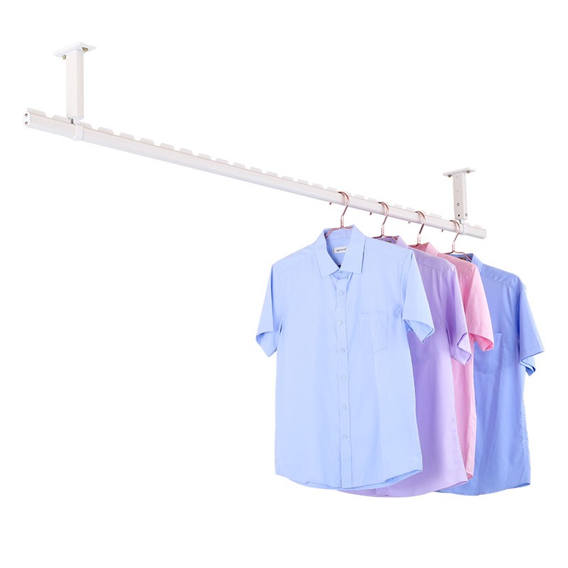 晾衣杆阳台顶装晾衣架固定吊顶式单杆式凉衣杆家用铝合金晒衣杆