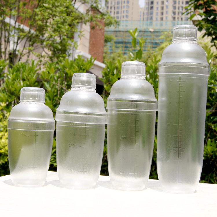 雪克杯带刻度摇酒器700手摇杯PC树脂雪克壶防烫调酒器奶茶杯