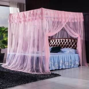 蚊帐不锈钢侧开门单开门雪纺加密落地支架加厚压脚1.5米 2.0 1.8m