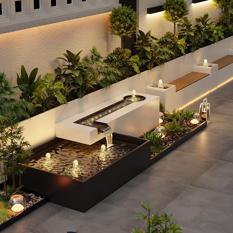 水幕墙流水屏风30不锈钢庭院花箱金属隔断景墙景观露台花园定制