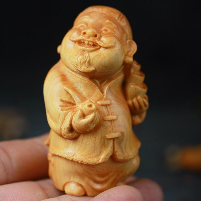 太行崖柏手把件地主家装摆件实木把玩件手工木雕雕刻工艺品小财主