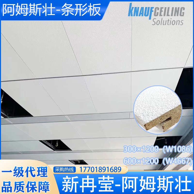 阿姆斯壮雅顿SL2暗架矿棉板30000条形吸音磨砂吊顶天花W7