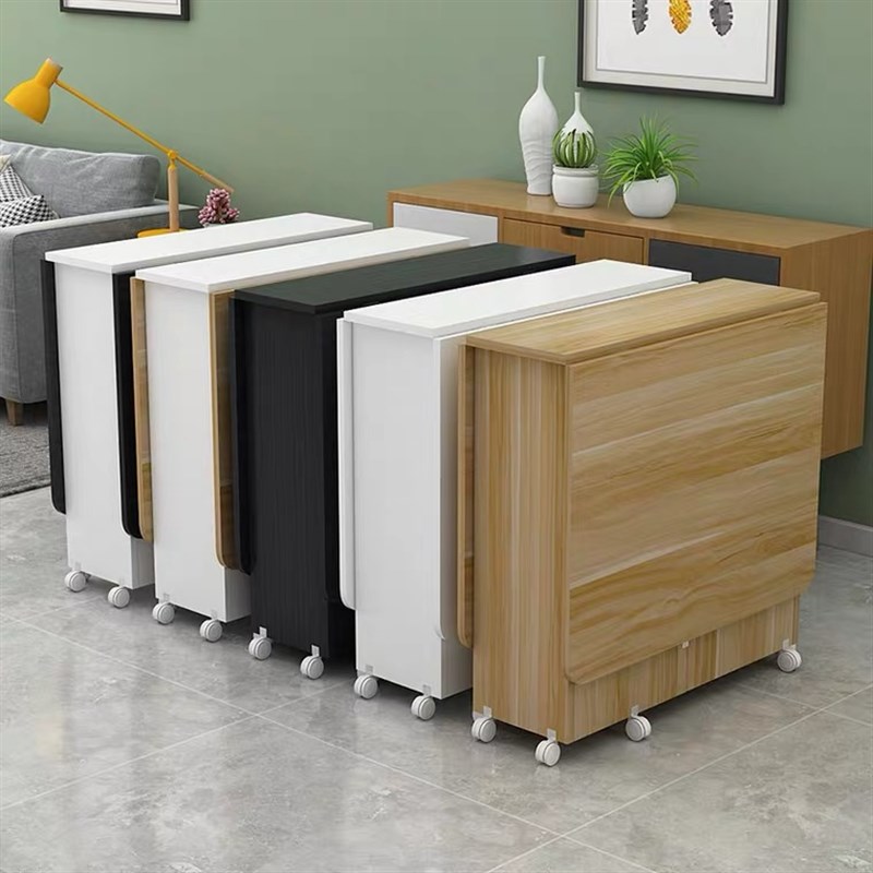 折叠餐桌家用小户型简易长方形多功能可移动圆形超薄吃饭桌子