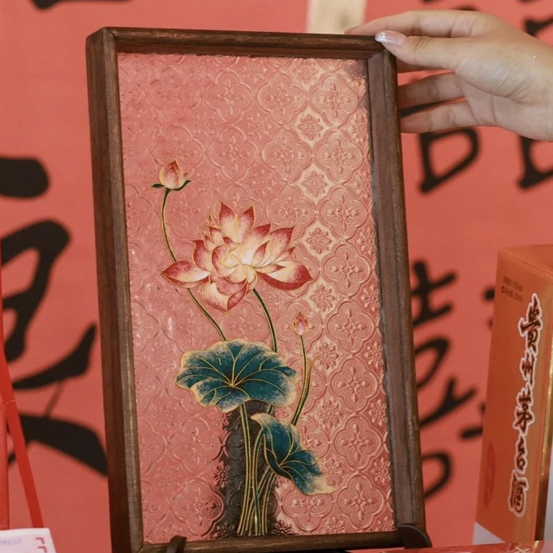 潘胖胖【非遗掐丝珐琅】高端定制荷花diy茶盘材料包手工摆件