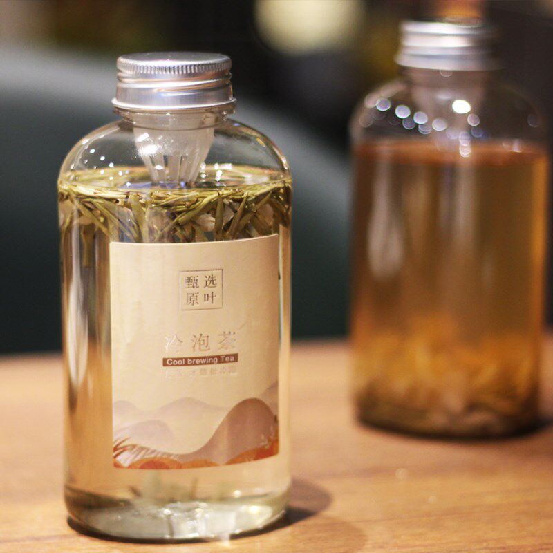 塑料冷泡茶瓶带茶滤带滤网500ml大容量50只带盖萃茶瓶果汁花茶瓶