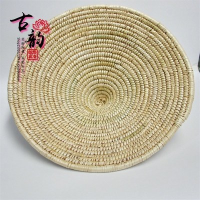 斗笠草帽锅盖发簪头杈发叉饰品架子 民族特色手工草编锅盖装饰架