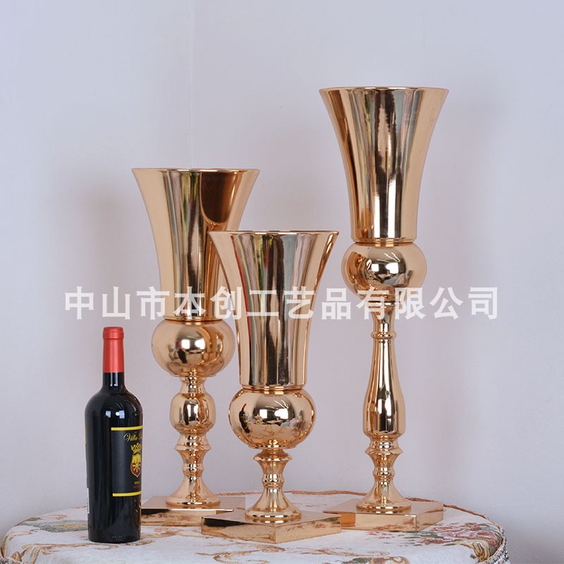 创意婚庆道具金色路引婚礼现场布置装饰插花器茶几电视柜花瓶摆件