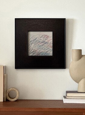 中古实木线条抽象挂画客厅背景墙书房玄关设计师现代极简装饰画
