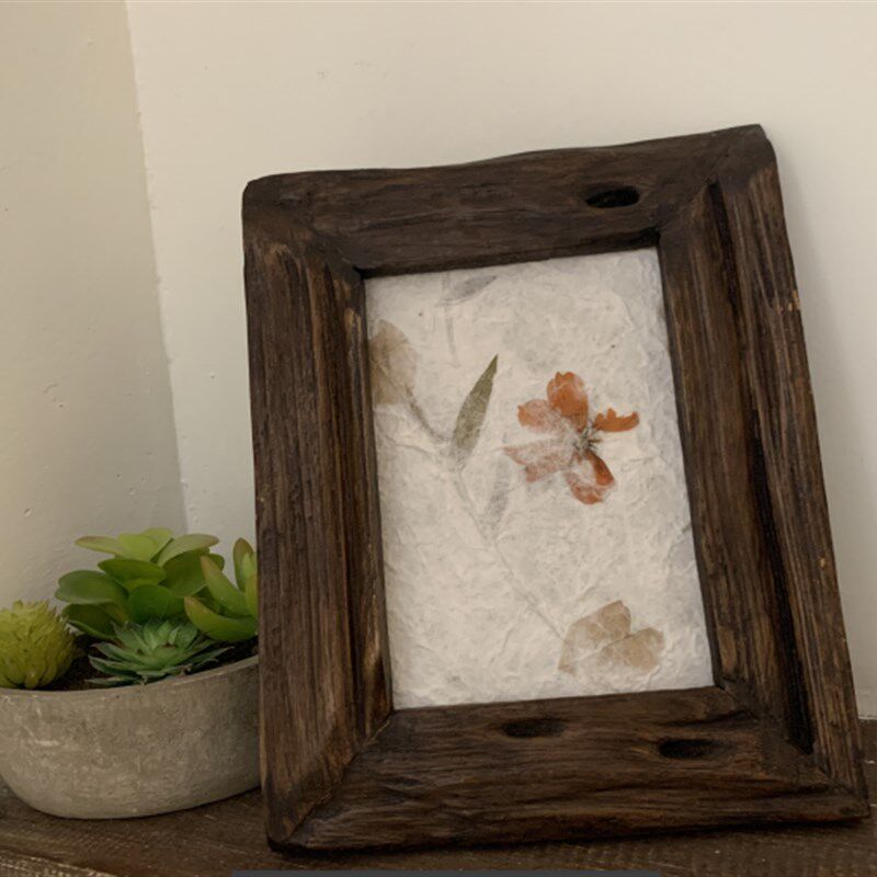 东南亚相框柚木实木定制挂墙 工艺品创意自然摆设墙壁装饰镜框