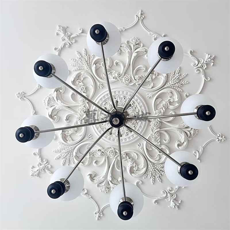 法式pu灯盘石膏拼花组合灯盘欧式吊顶造型装饰雕花吊灯底座灯池*