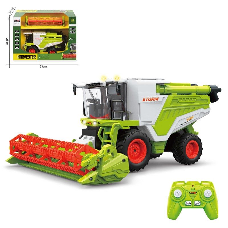 电动遥控收割机玩具大号仿真农夫工程车农场收获机运输车玩具套装
