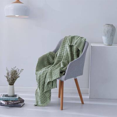 瑞景披式纺RJ60018织美风粗针针织毛毯子沙发盖毯正反编织肩格膝