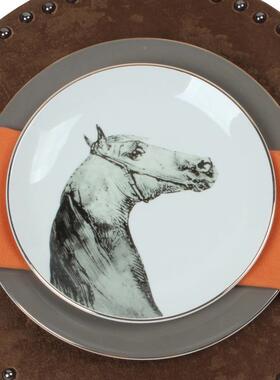 美式现代田北欧西餐盘店样板具房酒餐摆台灰色马头陶瓷NMQ牛园排