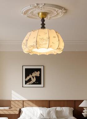 铁艺式古中风卧室吊灯日复古布艺南58176洋风房间书房式法浪漫温