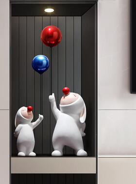 创意气球玄兔子电柜旁两FUY摆视件边客厅关家居装饰品家里摆设高