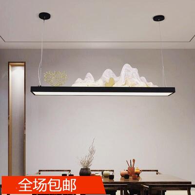 新中式禅吊风现代艺术个性创意餐厅书灯房茶室意吧台客厅中96024