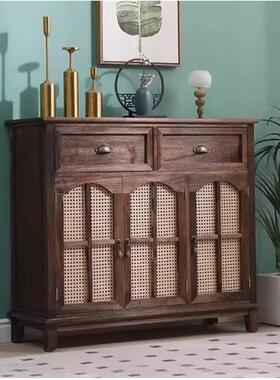 美式木斗柜客厅户靠实墙立柜带门储柜门厅入物简易鞋柜QJM复古玄