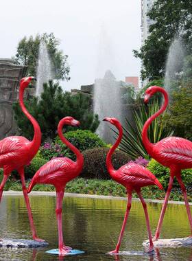 仿真火烈鸟摆件大雕塑外花园窗庭院水户池橱楼梯口婚落地装饰XTH