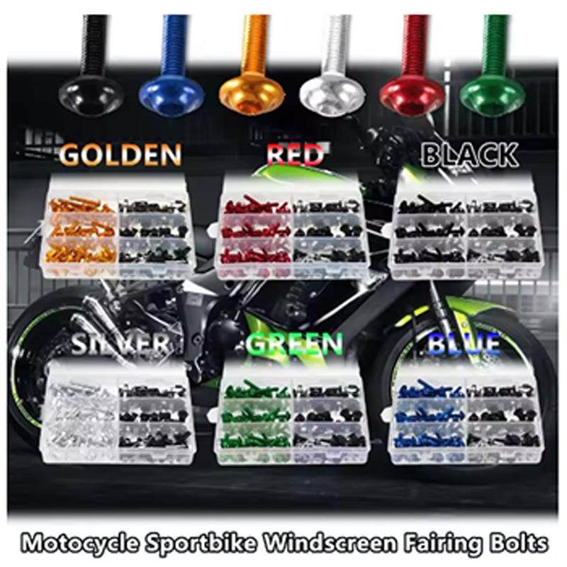 223p螺c彩s摩托车整流罩挡风镜车身改螺栓223PCS色装整流罩母套装