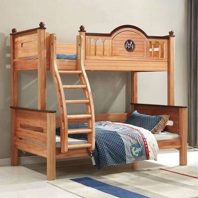 红檀实14789木木上下铺子母床童儿床榫卯木蜡油床加粗加厚升级通