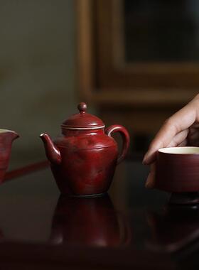 粉引壶诧寂风手LHP工粗陶泡壶单壶带过滤小茶茶壶茶直播带货