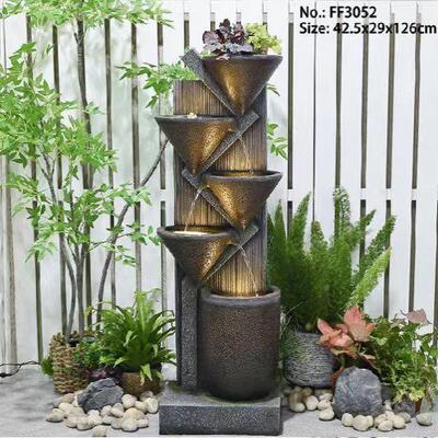 欧禅意落地式循环流水摆件景观喷泉客礼厅阳台院财子招LUD装饰新