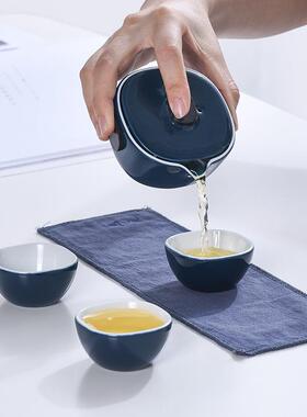 快壶客杯防烫陶瓷一杯携式旅行功夫茶便具082101三套装简约礼品定