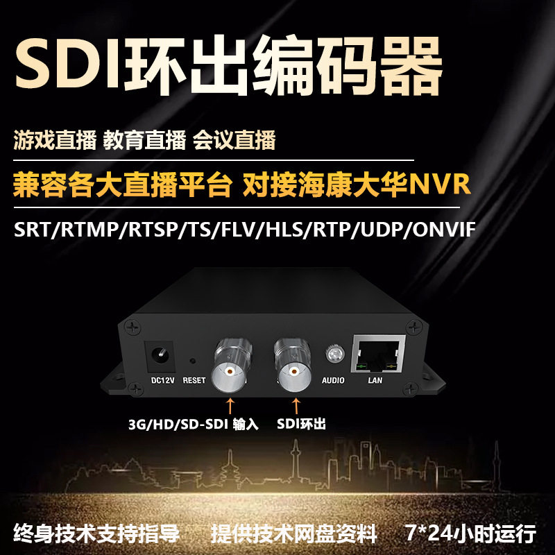 SDI环出直播编码器h.265 3G HD SD-SDI 采集卡iptv直播srt视频推