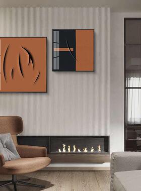 现代简约客厅装画橙色抽象卧室壁北风格饰餐厅沙画发背YH-131景墙