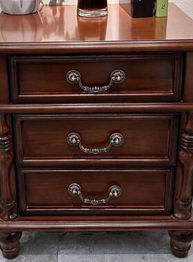 式古实木床复头柜小型古美黑色简约卧室床边家用ZTI储物柜收风纳