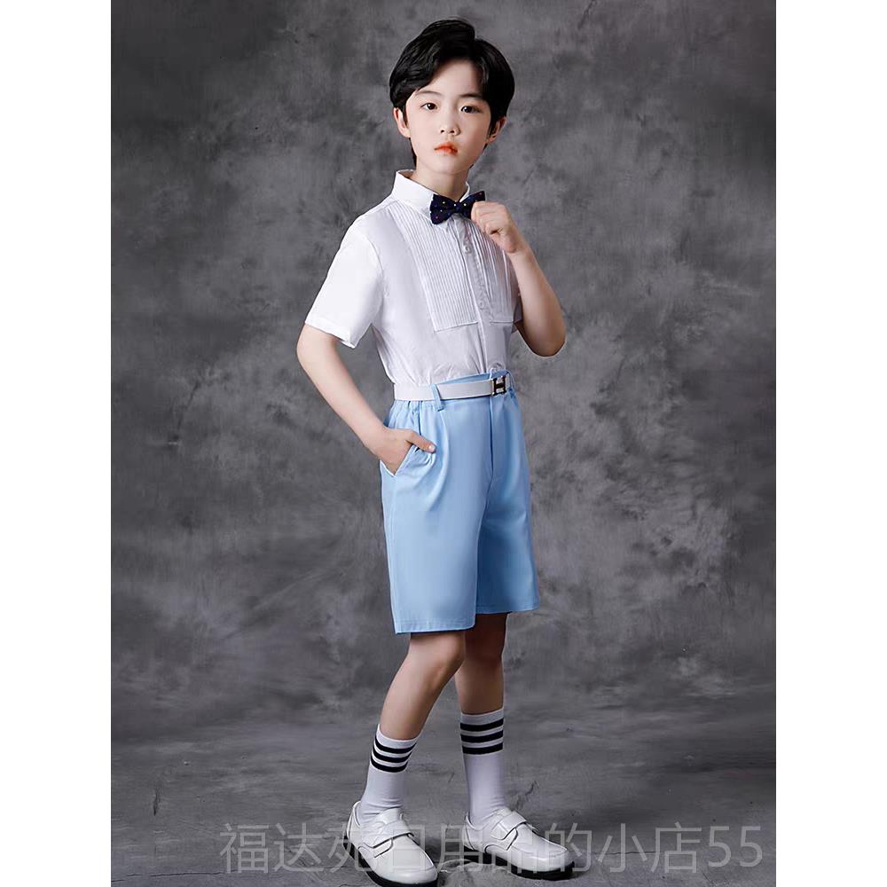 高档新款儿童红领巾中校园风演服合唱表演服小学生出男女衬衫套装