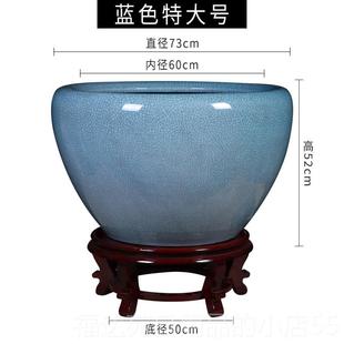 高档景德镇陶缸瓷器金鱼大号客厅庭院睡莲荷锦花盆养乌龟鲤缸书画