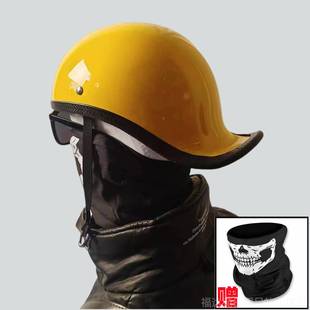 高档麦肯斯安全官日夏式覆古机车半盔体巡航玻季男女装饰璃纤维小