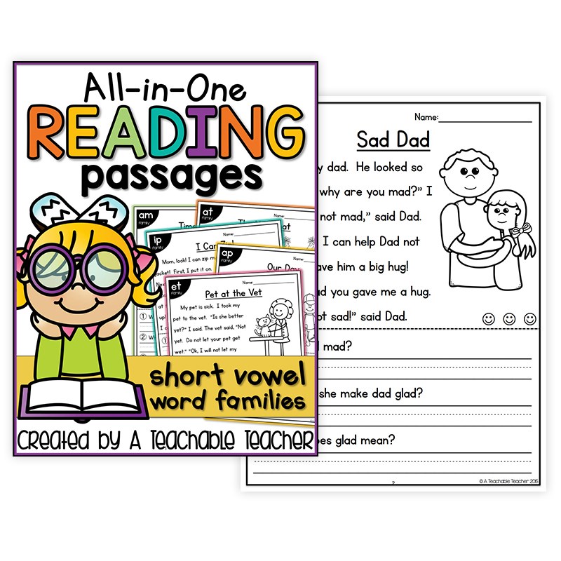 英语phonics自然拼读阅读理解国外涂画练习题作业纸幼儿教师教具