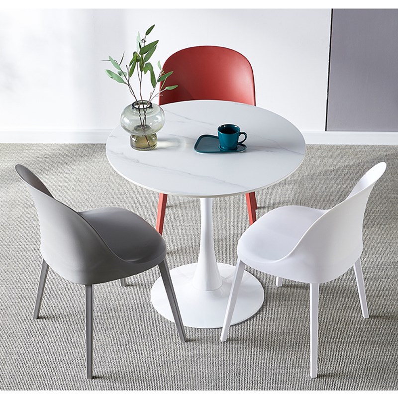 商用洽谈桌椅岩板小圆桌子会客接待圆桌家用小户型餐桌吃饭桌