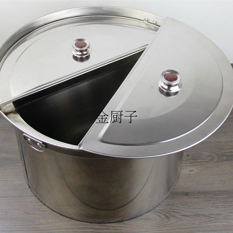 沙县小吃锅商用餐饮设备加厚大不锈钢鸳鸯锅桶扁肉锅双锅分锅隔锅